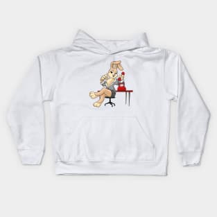 Bunny as secretary with phone and pencil Kids Hoodie